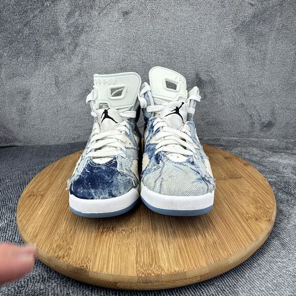 Nike Air Jordan 6 Retro Shoes Youth Size 4Y Washed Denim Patchwork DM9045-100 - Picture 2 of 10